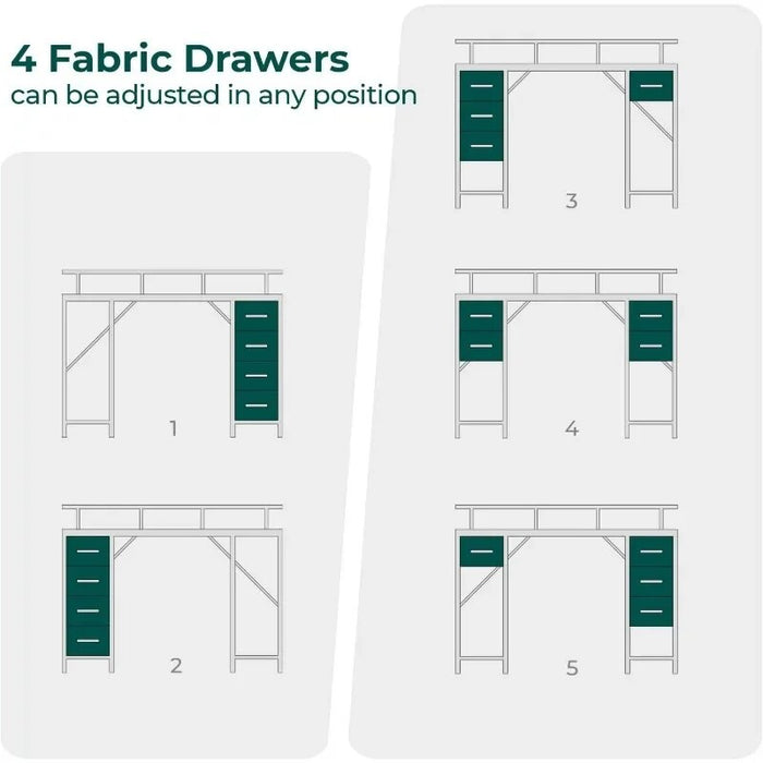 Computer Desk with 4 Drawers,Gaming Desk with LED Lights & Power Outlets,Home Office Desk with Large Storage Space for Bedroom