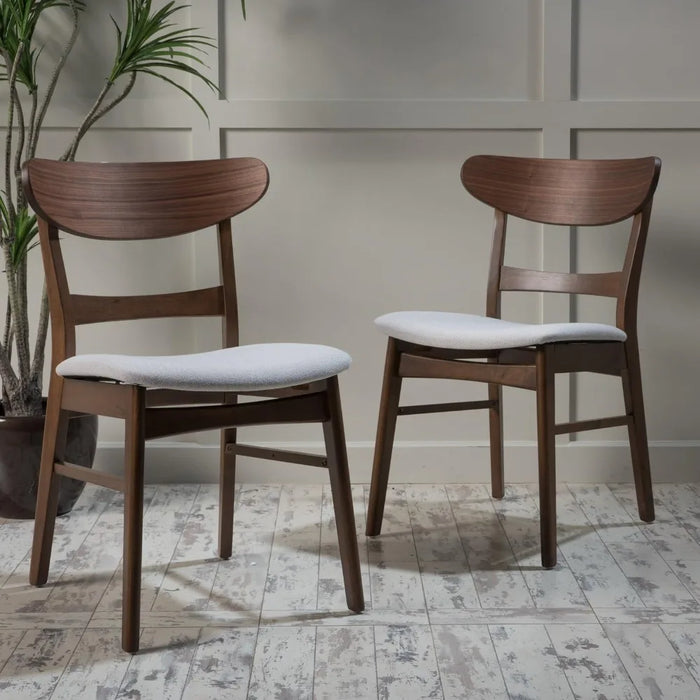 Christopher Knight Home Idalia Dining Chairs, 2-Pcs Set, Rubber Wood, Light Beige / Walnut Finish