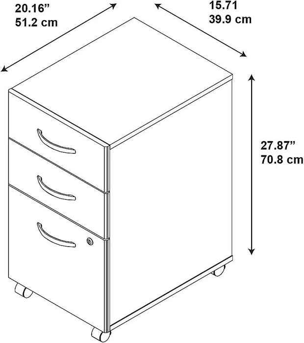 Bush Business Furniture Series C 3 Drawer Rolling File Cabinet | Fully Assembled Under Desk Storage with Wheels for Home