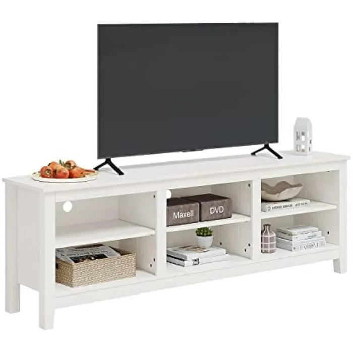 TV Stand 6 Cubby Television Stands Cabinet 6 Open Media Storagefor TVs Up to 80 Inches (70 Inches White) Home Furniture for Tv