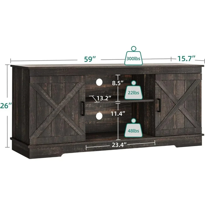 Buffet Cabinet, 59.5" Farmhouse Sideboard Buffet Storage Cabinet with Barn Door Coffee Bar Cabinet with Capacity 300 lbs