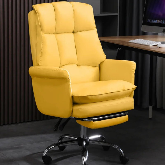 Double-layer thick cushion office chair boss chair can lie down swivel lift lunch break computer chair With footrest PU leather