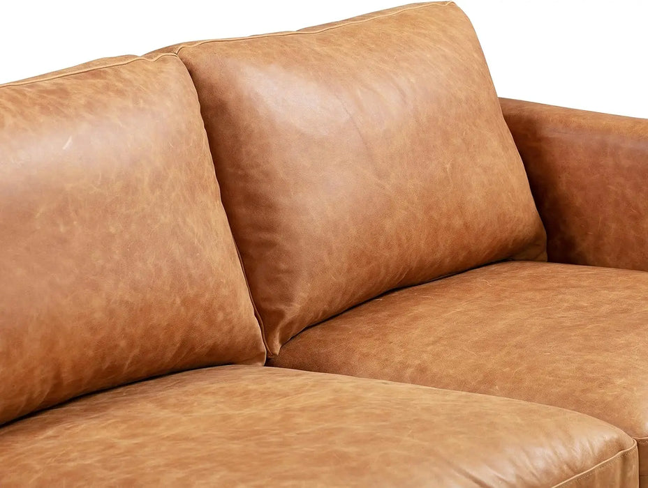 Nolita 85" Sofa in Full-Grain Pure-Aniline Italian Tanned Leather in Cognac Tan