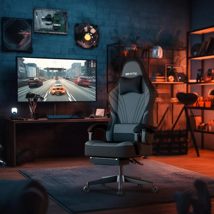 Gaming Chair,Big and Tall Gaming Chairs with Footrest,Ergonomic Computer Chair,Fabric Office Chairs with Lumbar Support,360