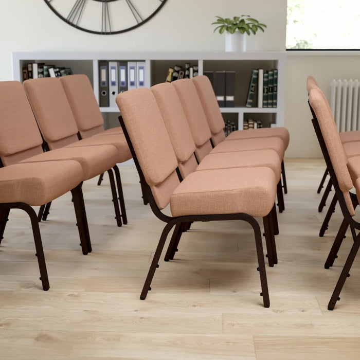 HERCULES Series 21''W Stacking Church Chair In Caramel Fabric - Copper Vein Frame Restaurant  Nordic Furniture