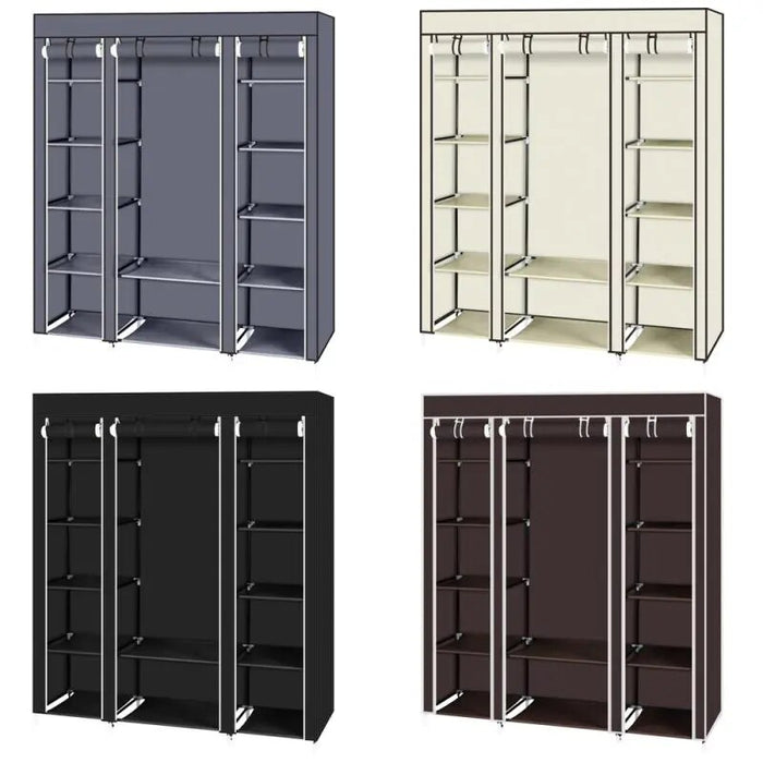 Foldable Wardrobe Rental Room Bedroom Clothes Closet Double Rod Clothes Storage Organizer Wardrobes Living Room Home Furniture