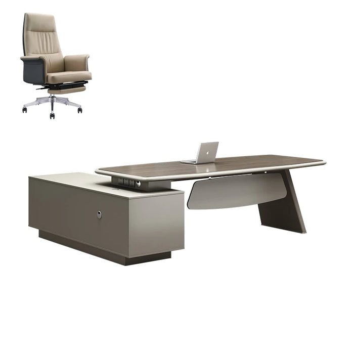 Light Luxury Boss Desk Minimalist Modern Manager Desk President Office Furniture Single Person Office Desk And Chair Combination